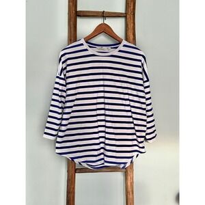 Vineyard Vines Striped  Top Nautical 3/4 Sleeve Relaxed Fit Size S